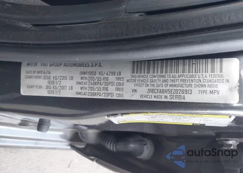 2014 Fiat 500L Easy из США, поврежденный, VIN ZFBCFABH5EZ026913